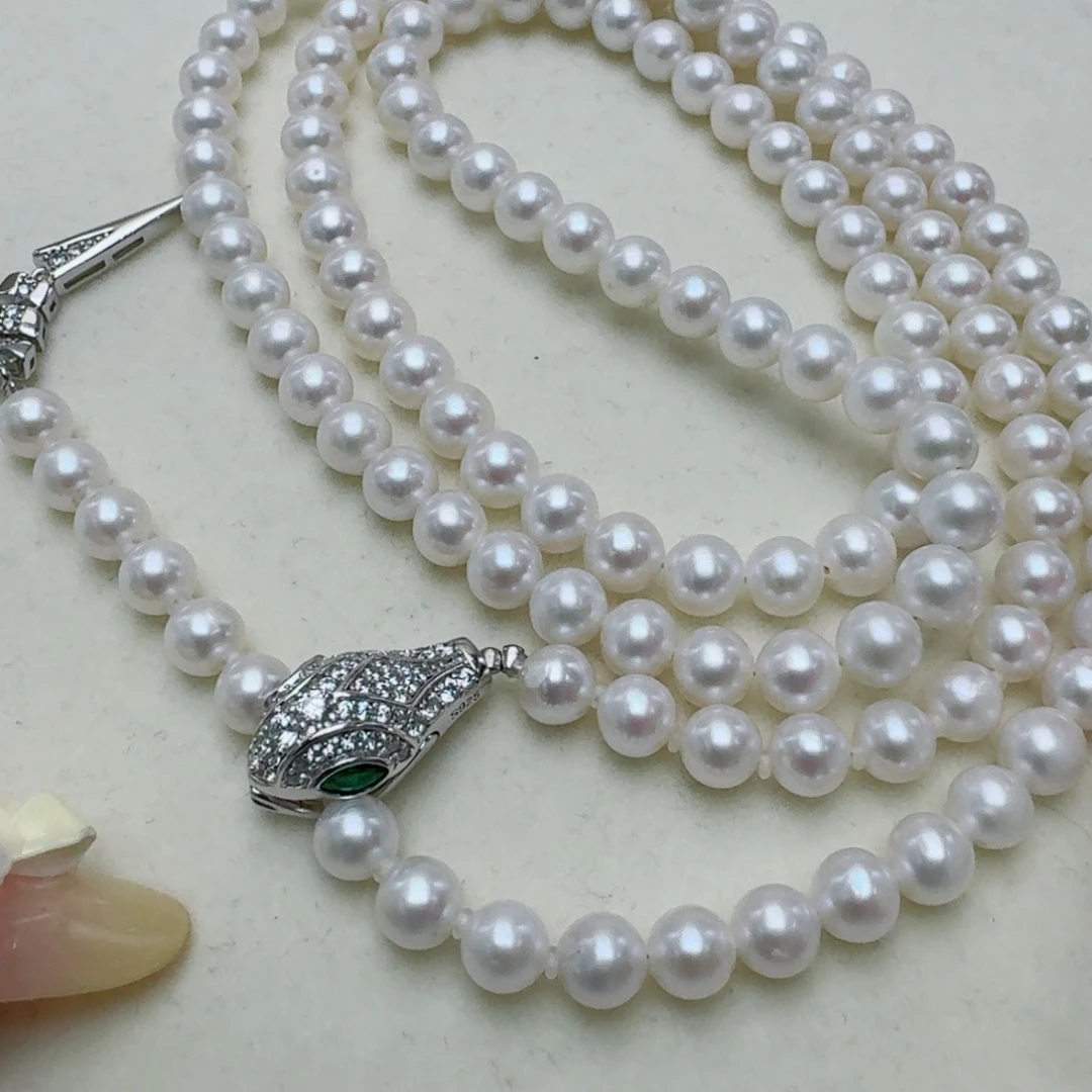 毛衣链银S925镶嵌淡水珍珠@@yc354