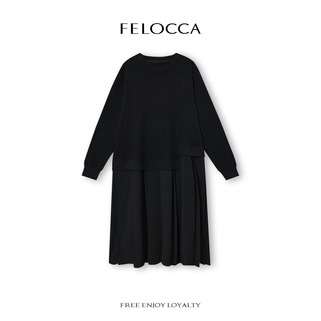 NO退NO换【FELOCCA】时尚气质假两件长袖拼接百搭连衣裙女NYN-4411