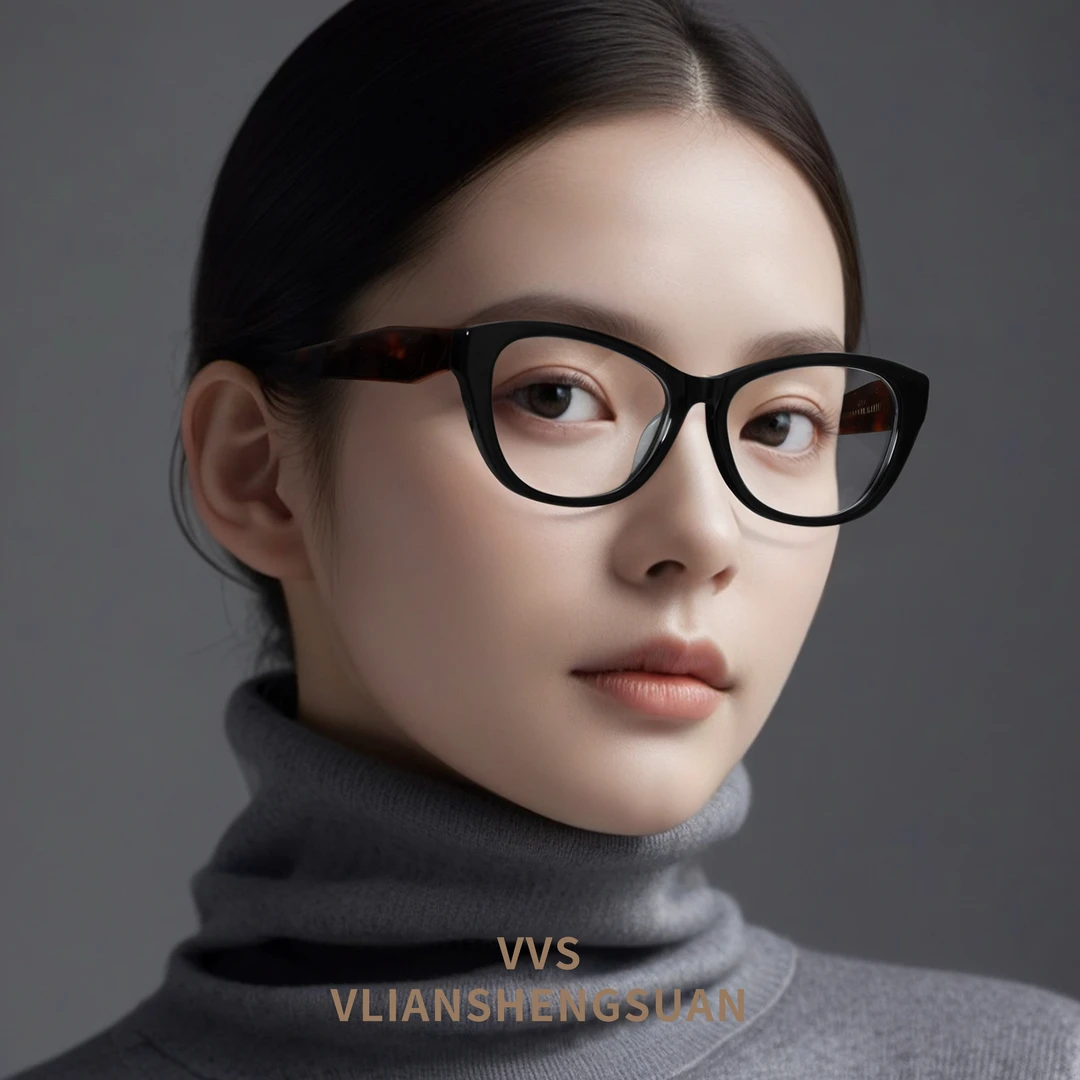 VVS眼镜镜框防蓝光近视板材可配镜复古高端时尚黑框网红推荐V005