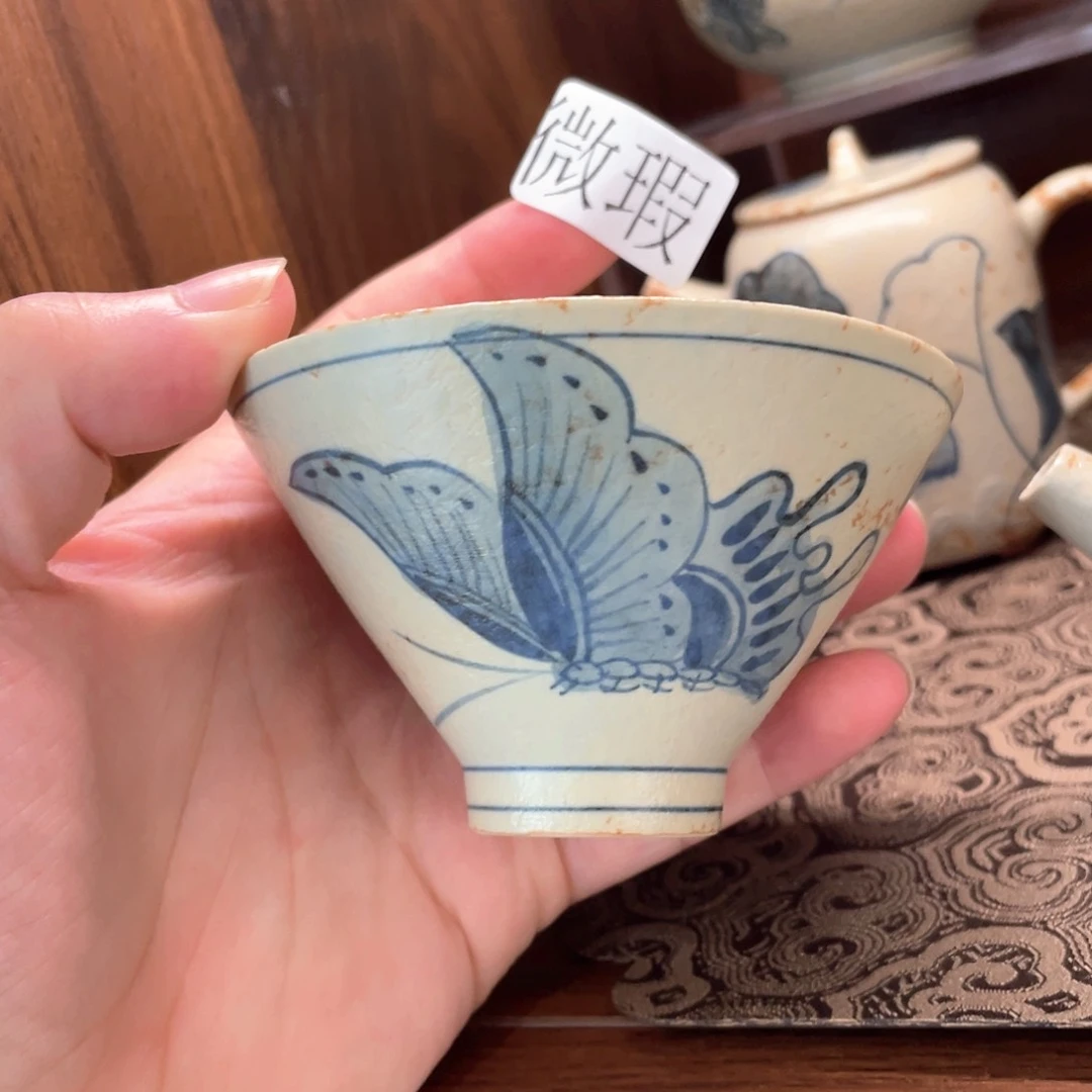 釉下手绘茶具微瑕