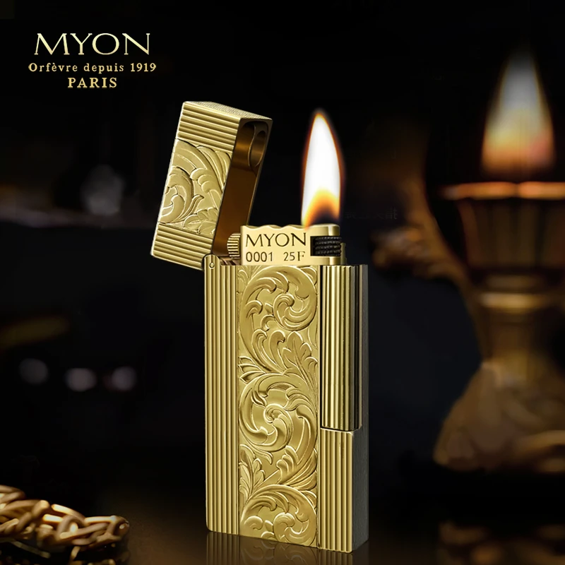 MYON勉牌M3爵士待机王大唐草六面大师浮雕原铜色煤油个性打火机
