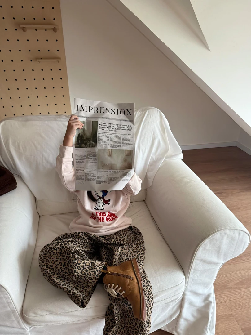 小思家2025年秋冬韩版新款男女童卡通小狗植绒卫衣豹纹休闲裤套装