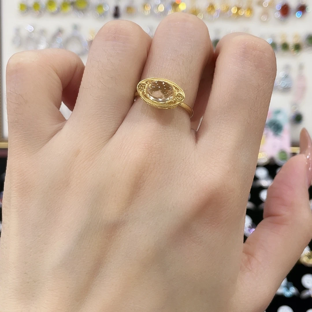 黄晶银S925镶嵌戒指