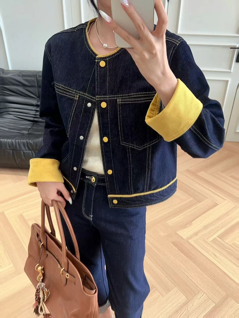 女气质休闲风上衣百搭直下摆拼接小香风慵懒外套休闲