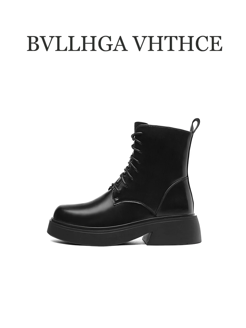 BVLLHGA VHTHCE 新款绑带拉链马丁靴切尔西简约百搭真皮女靴 663