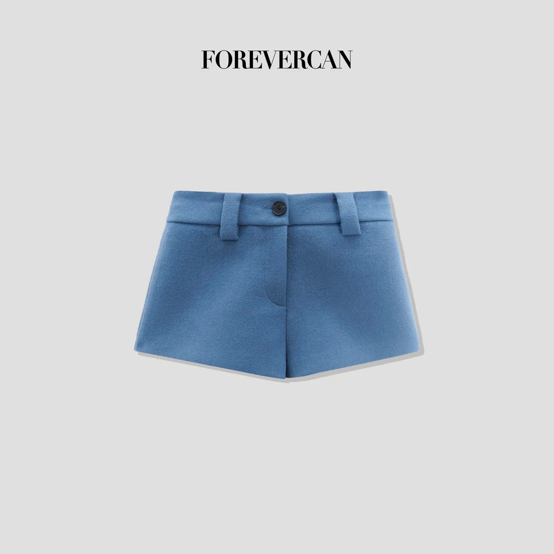 FOREVERCAN“北卡蓝岛”客订毛呢高腰百搭西装短裤SP22426