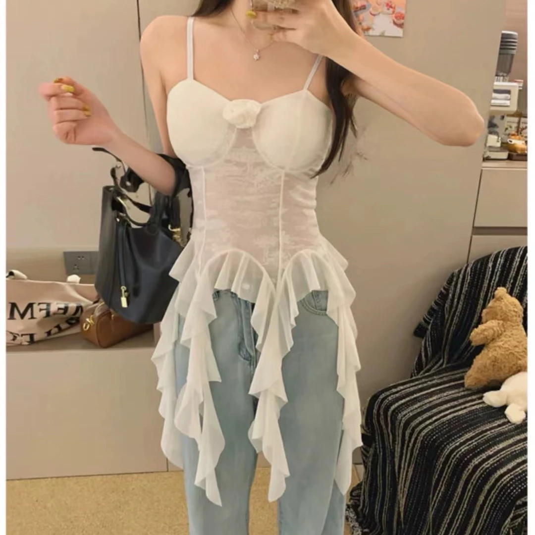 小众设计长款固定杯吊带