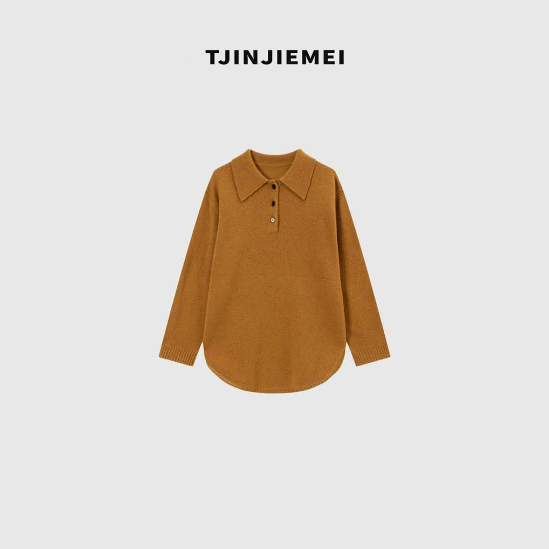 T井姐妹【琥珀流年】设计感精致100全羊毛Polo领毛衣MY2509-82511