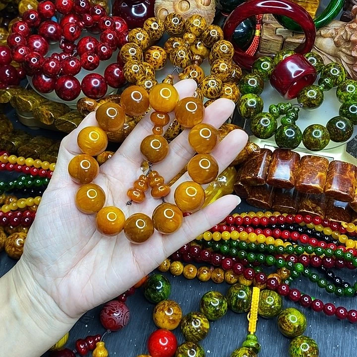 松木琥珀木文玩手串