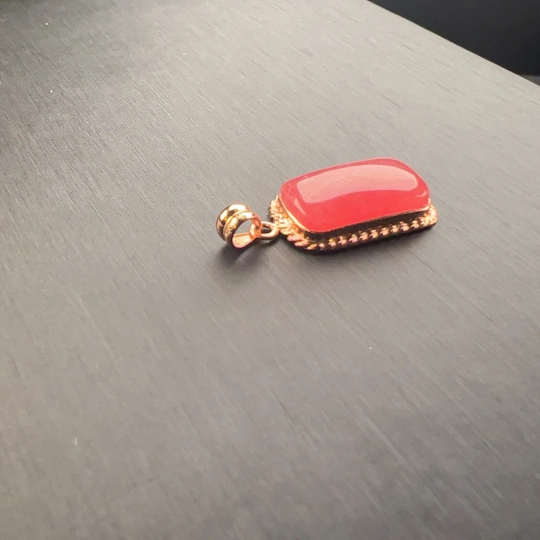 菱锰矿（红纹石）银S925镶嵌吊坠(不含链)