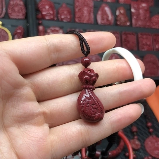 天然辰砂紫金砂钱袋子吊坠