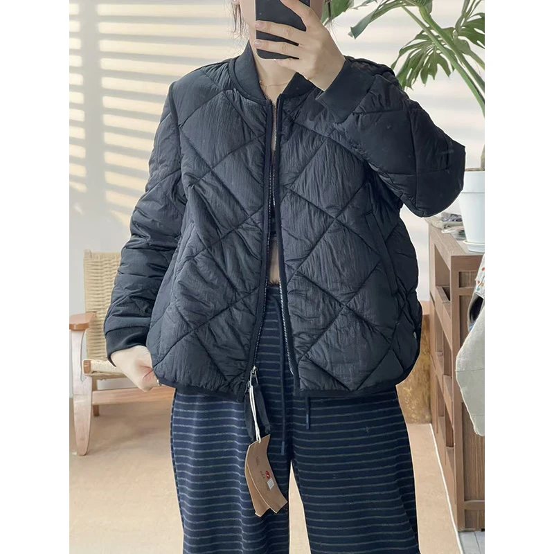 DaoZi/丹丹 秋冬保暖菱格拉链棒球服休闲菱形格夹棉外套89042