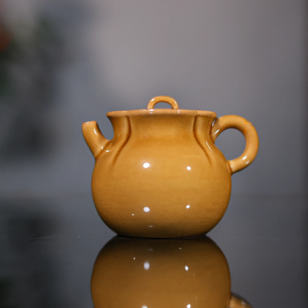 斋居 赤金琉璃苏打釉-梵山堂-“钱袋子”壶-120ml（W0623）