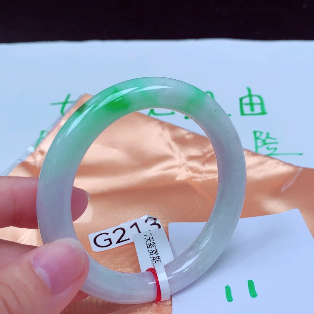 未镶嵌手镯翡翠缅甸天然A货翡翠手镯55.6圆条