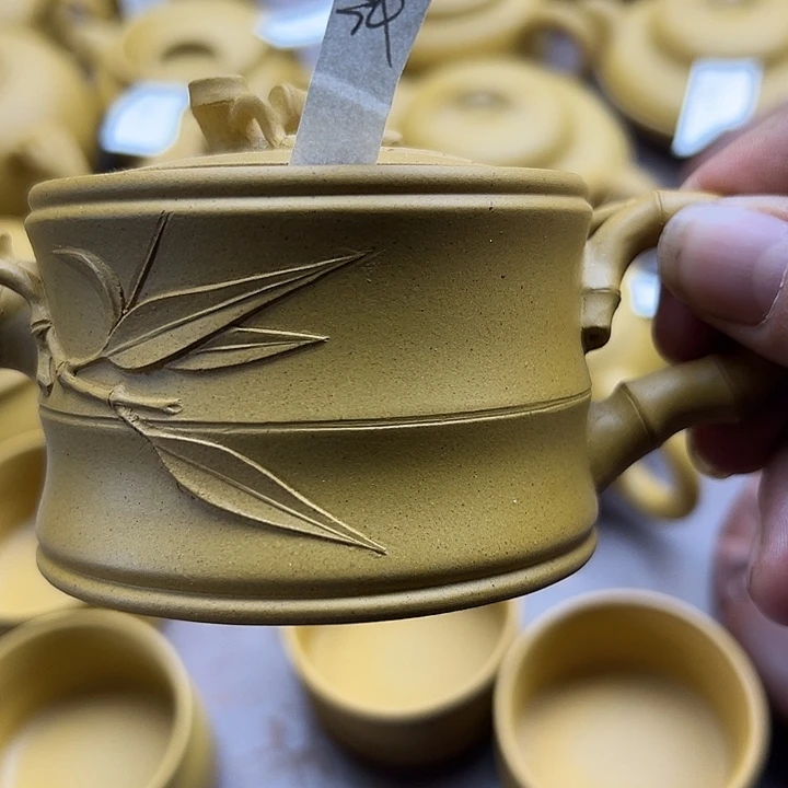 只****茶壶紫砂黄金段泥竹段壶加杯子