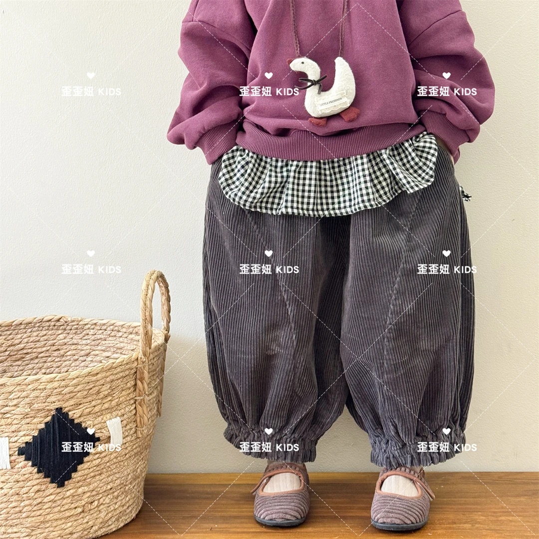 【歪歪妞童装】7742女童宝宝可爱收脚裤女孩灯芯绒长裤儿童