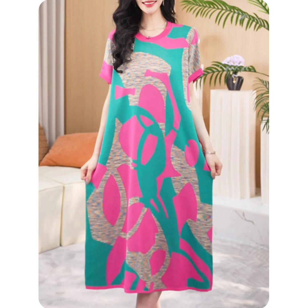 [ZL2]彩环新品女士宽松连衣裙中长款休闲女装2ZL01CZ105-1