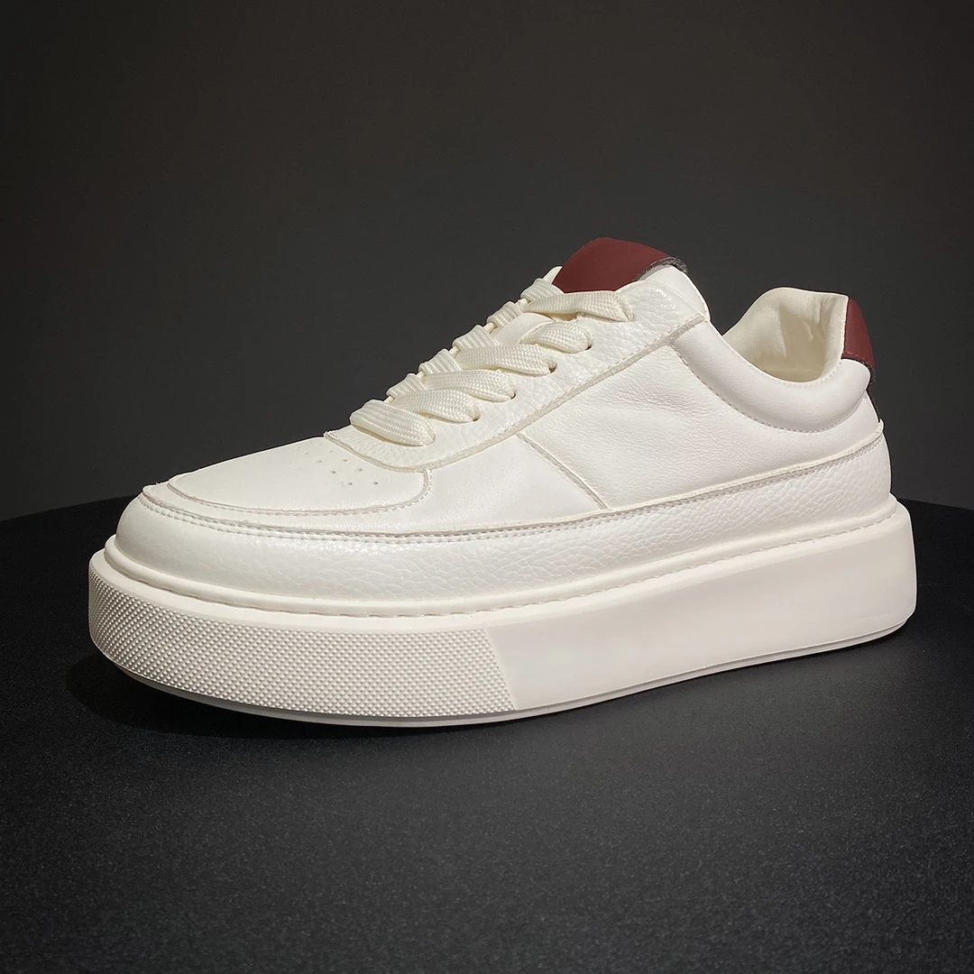 JMUXI秋冬时尚百搭高级感轻奢潮流厚底休闲舒适真皮小白鞋男鞋