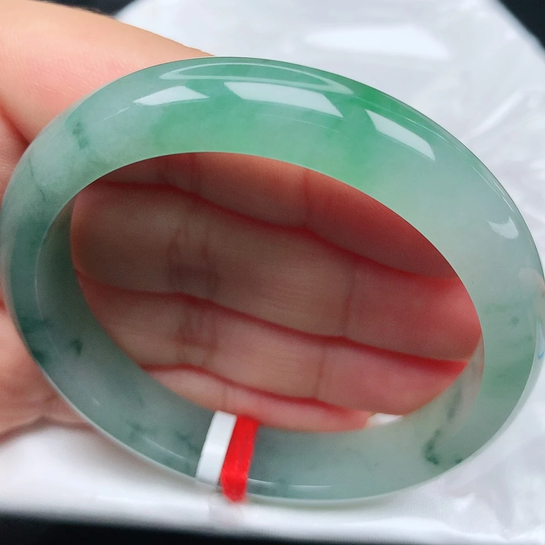 未镶嵌手镯翡翠8冰胶绿飘花