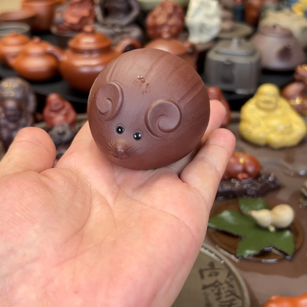 茶宠紫砂紫砂老鼠 微瑕