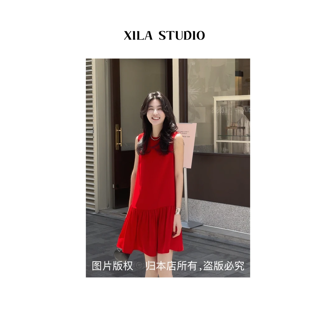 【XILA】意大利进口重磅全醋酸经典短款连衣裙