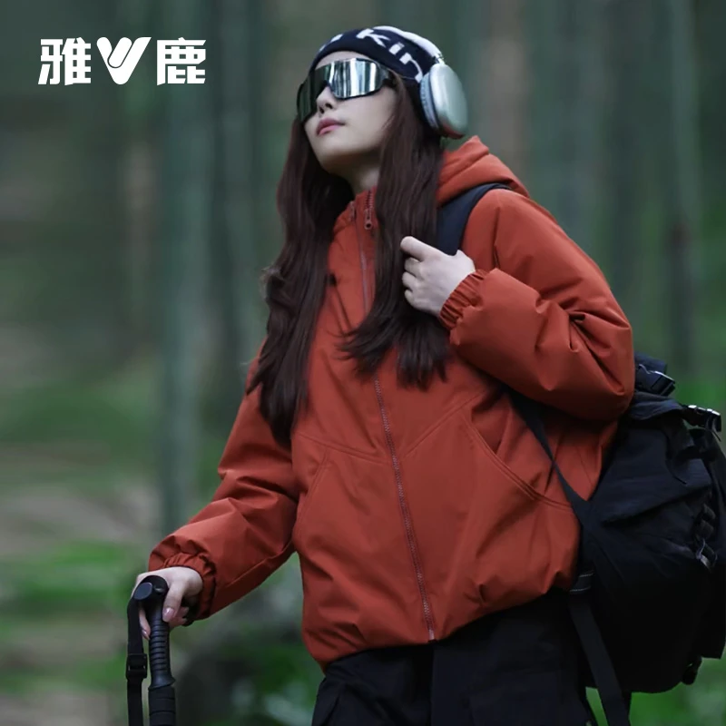 雅鹿优选羽绒服女款连帽2025秋冬新款休闲短款时尚百搭保暖