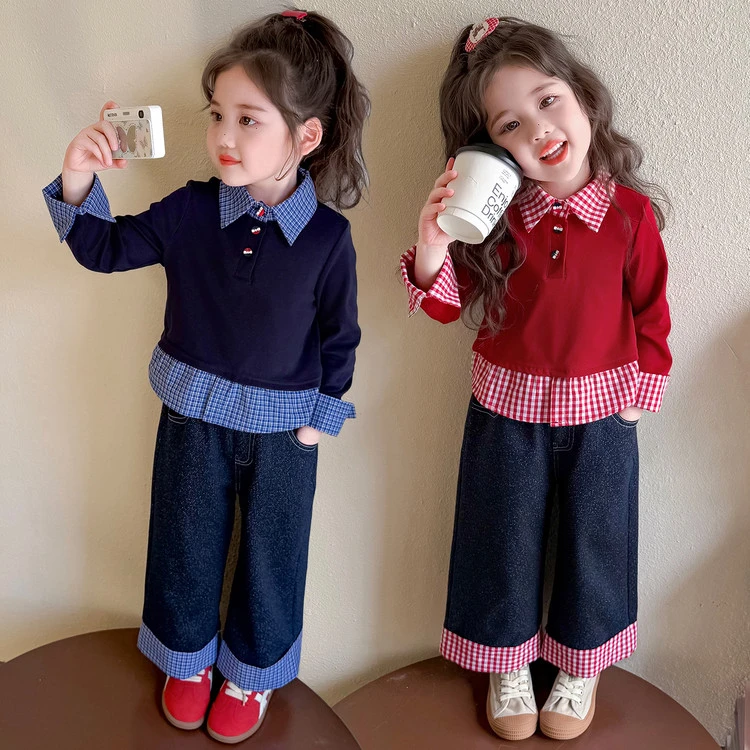 2025年款衣服可爱超萌秋季夏装服装豆町儿童女童童装撞色儿童撞色