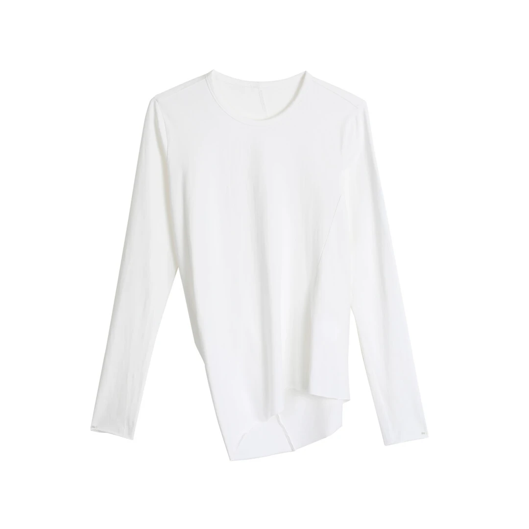 设计感轻奢不规则纯色棉长袖T恤女B711272T-A