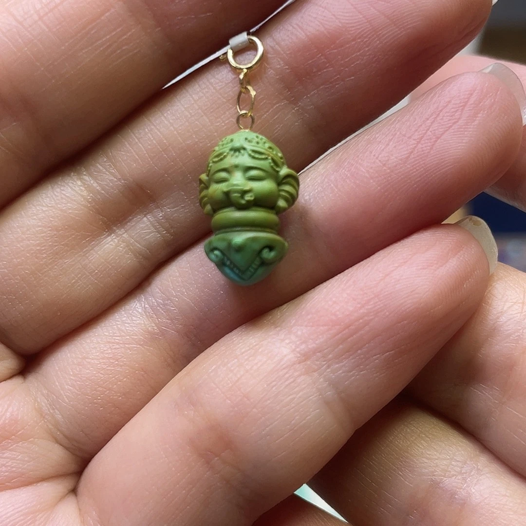 绿松石18K金镶嵌吊坠