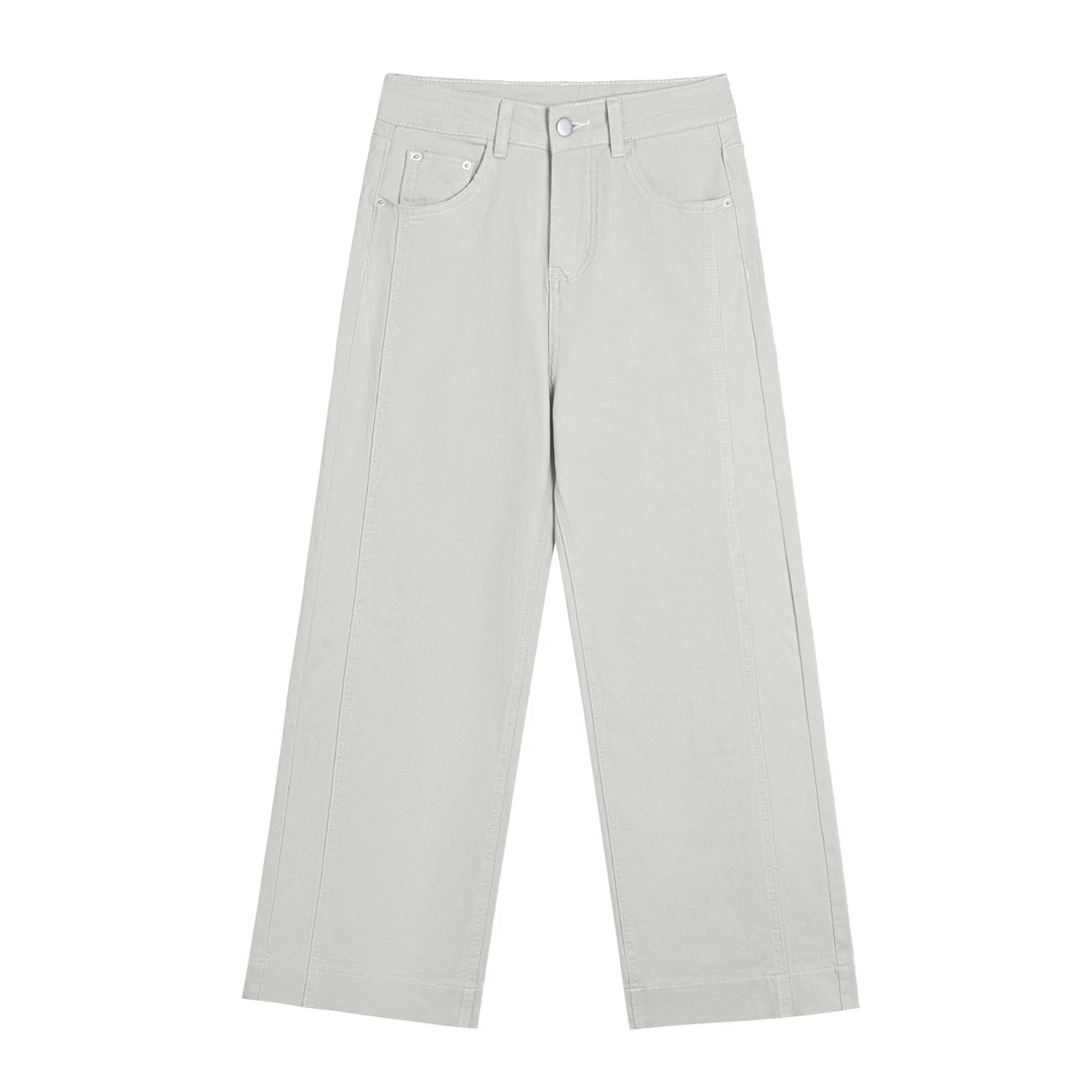 直筒牛仔裤女宽松2025年夏季新款显高显瘦月光灰阔腿牛仔裤9001