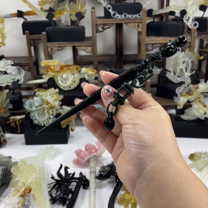 玉***姐未镶嵌岫玉发簪发簪