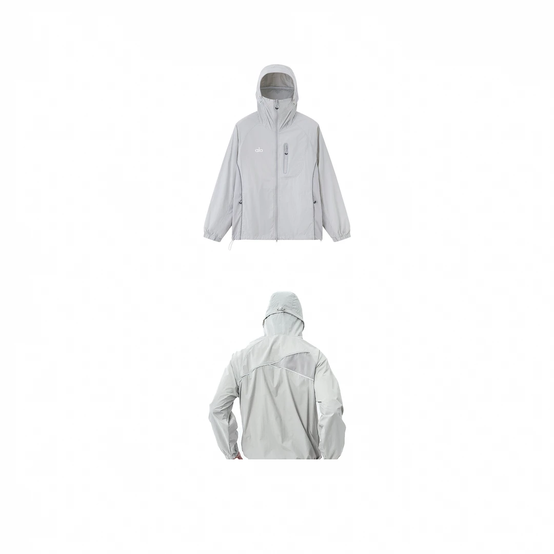 ALO 美式户外透气宽松拼色连帽皮肤衣防晒情侣