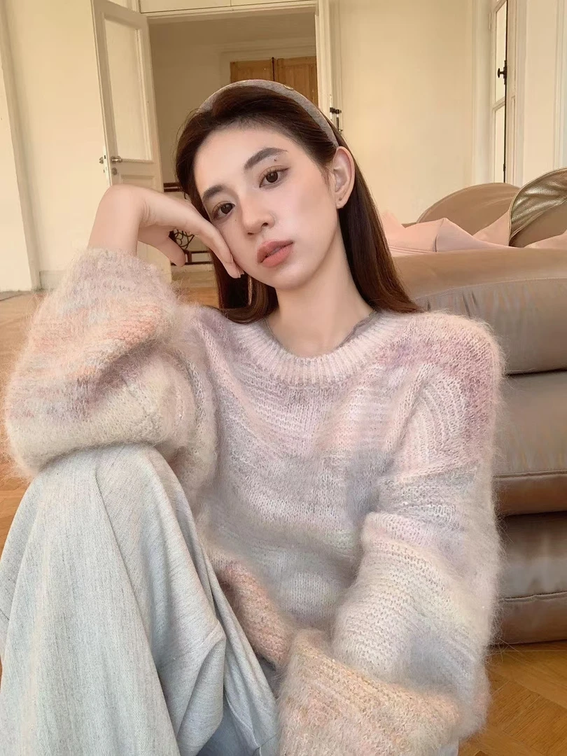 【0116】渐变色羊驼毛针织衫软糯上衣