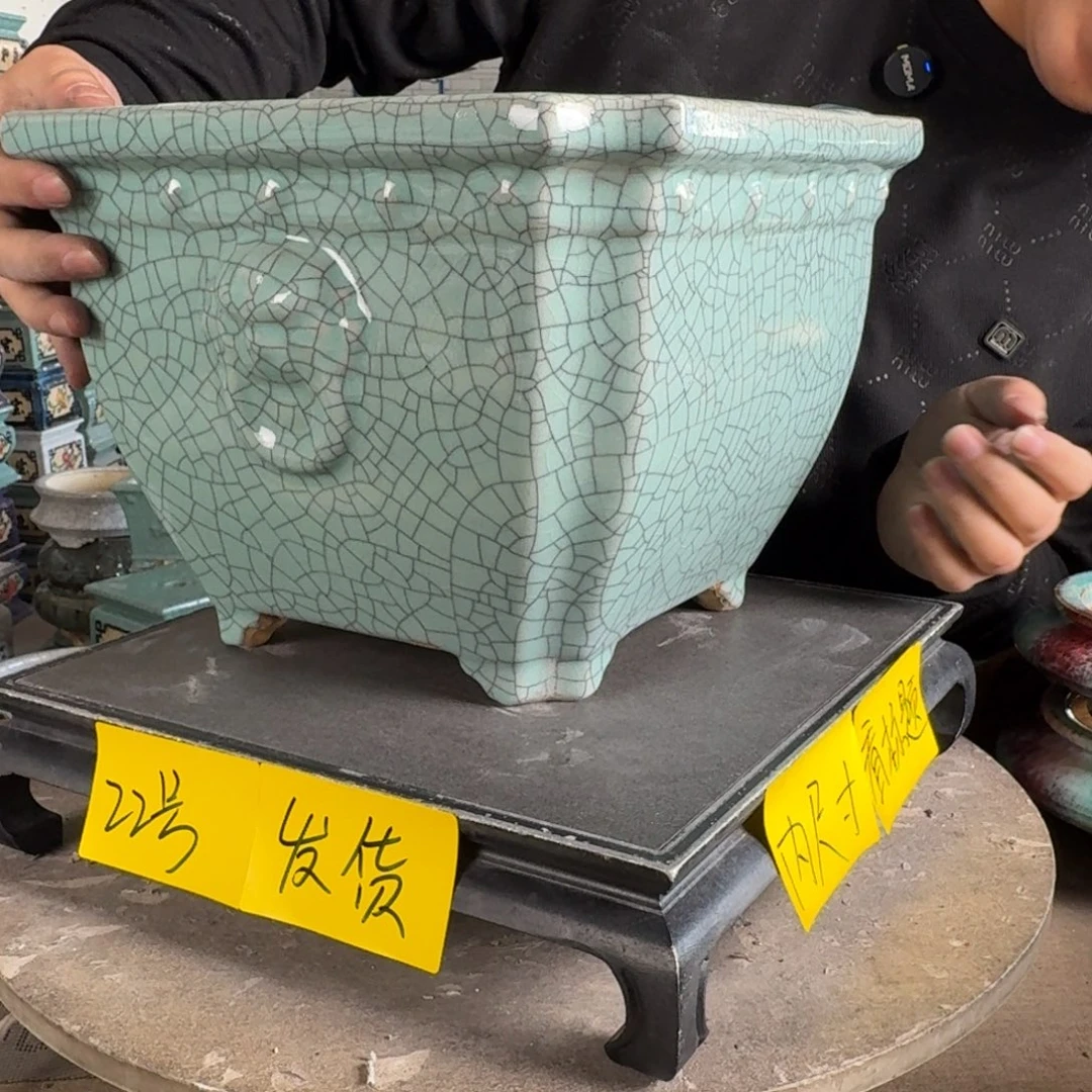用***8。一风堂石湾花盆 滴釉 外扩 内25*19