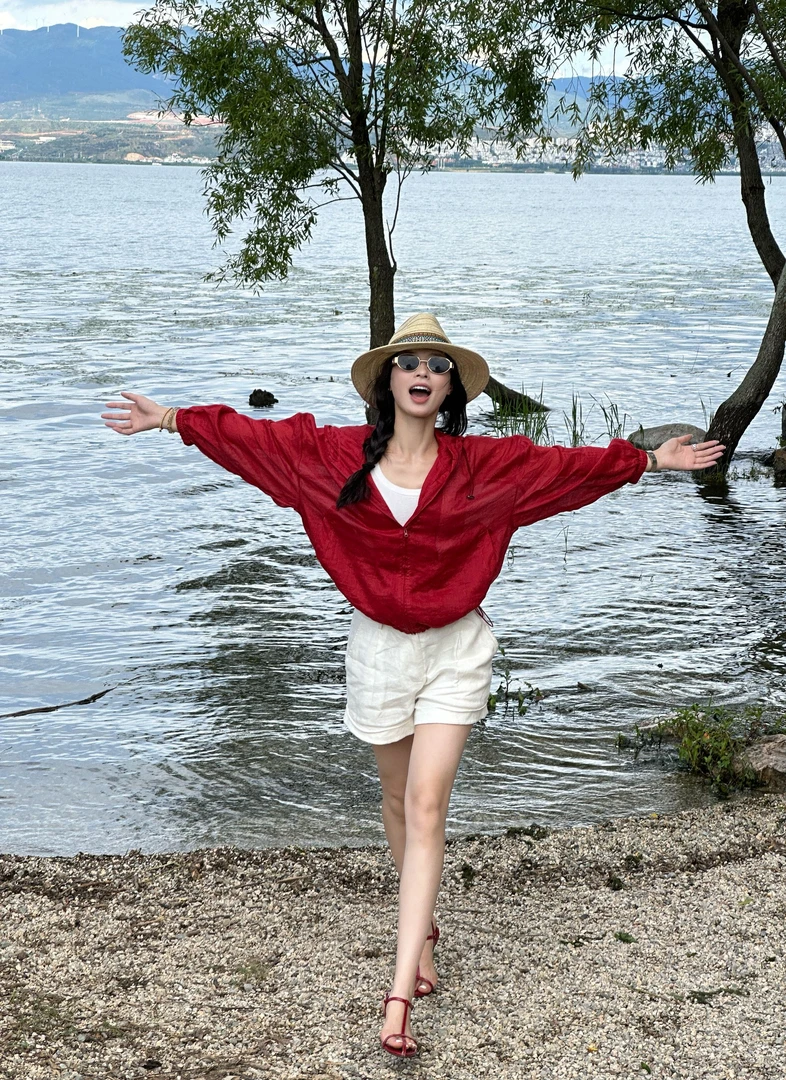 Yihouse【风感】苎麻衬衫夏季轻薄透气连帽防晒衬衫女款Y911