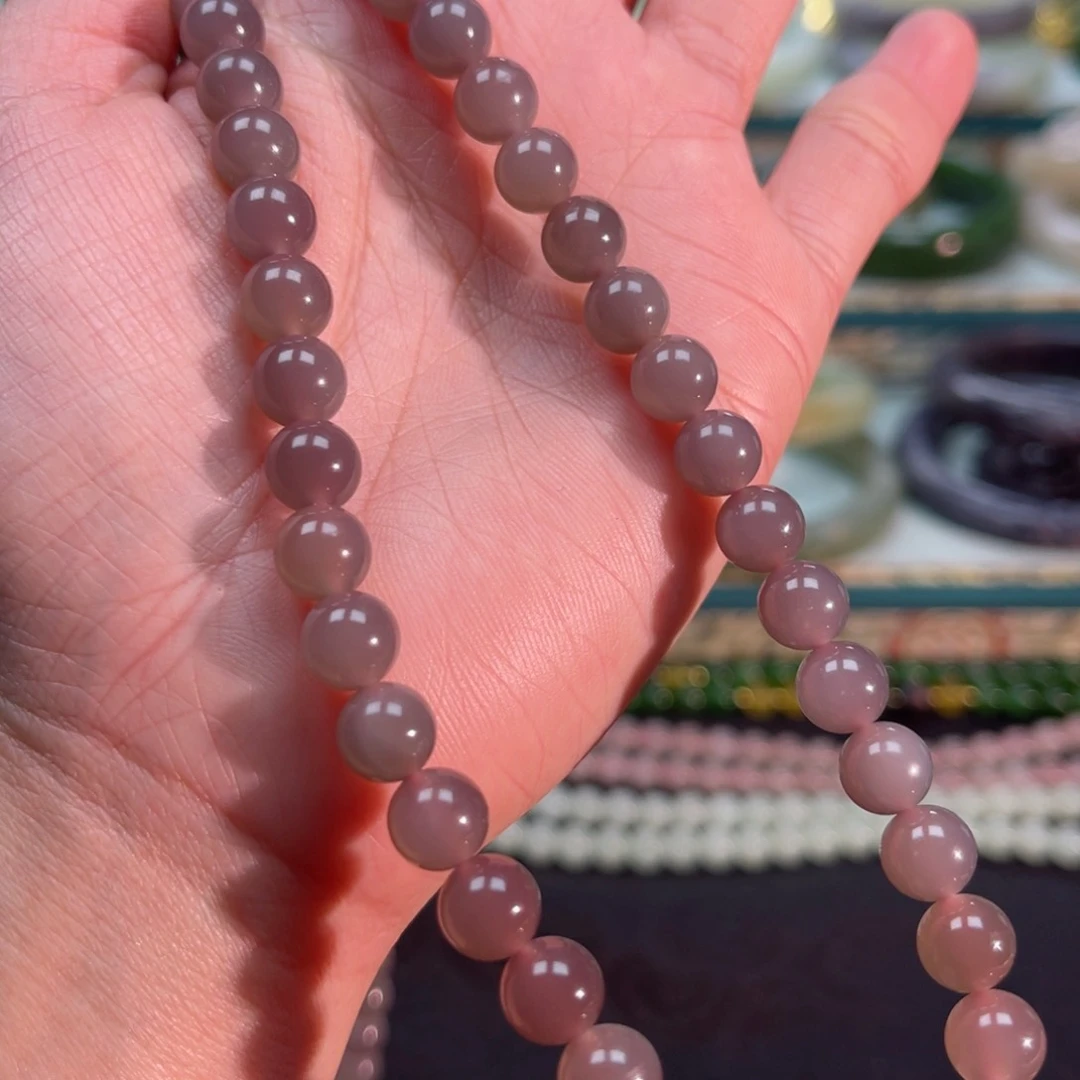 和田玉颈饰未镶嵌粉紫色项链