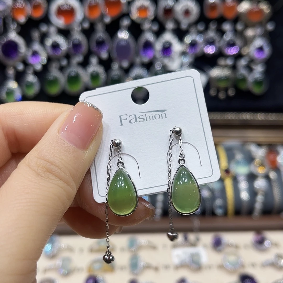 蛇纹石玉银S925镶嵌戒指