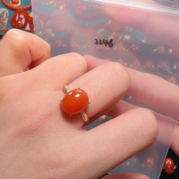 南红玛瑙银S925镶嵌戒指