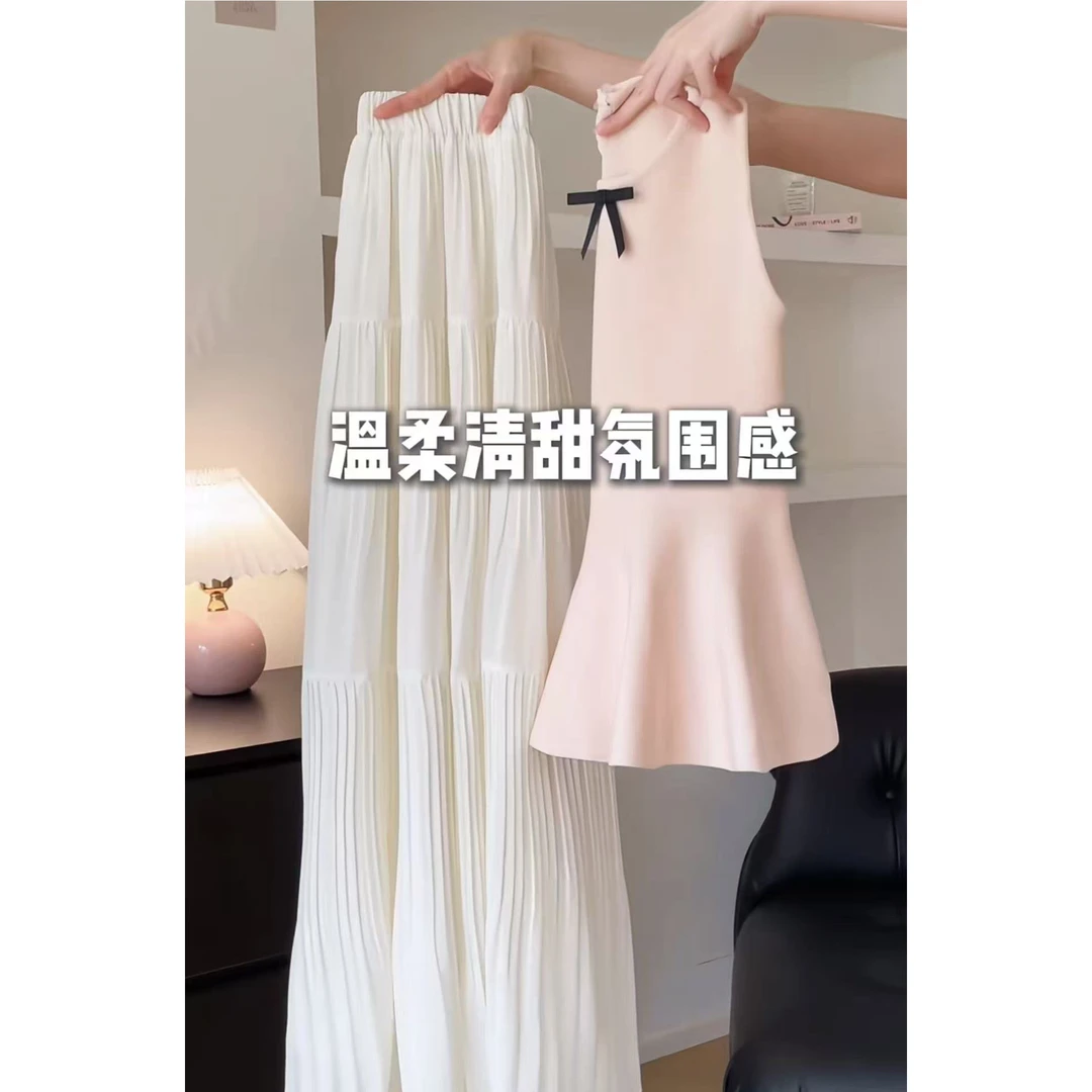 今年流行穿搭2025温柔氛围感一整套减龄无袖上衣半身裙甜美两件套