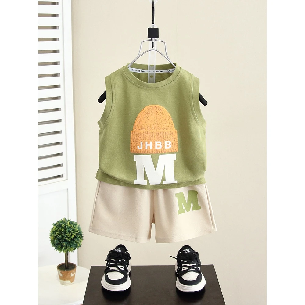 男童夏装背心套装2025新款痞帅男孩夏季无袖儿童装潮宝宝薄款衣服