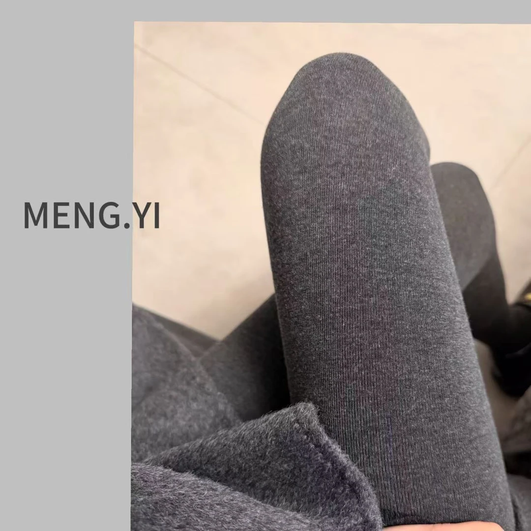 MENG.YI深灰色韩系打底连脚袜5282