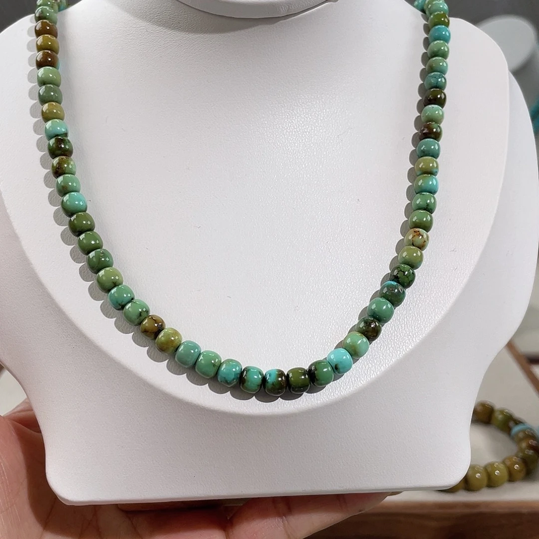 绿松石银S925镶嵌军绿炫彩卡6