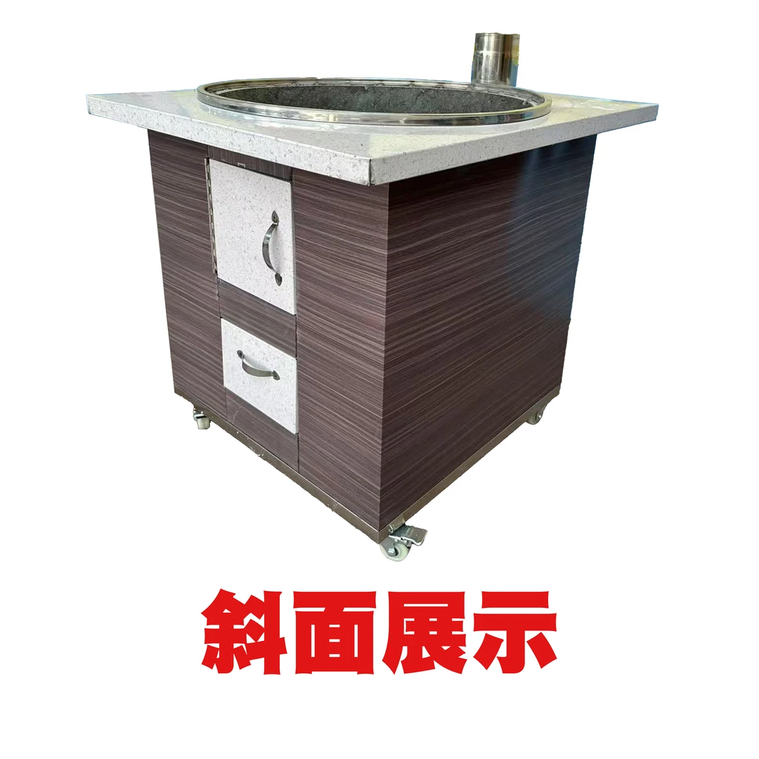 不锈钢新中式柴火灶马蹄形柴火灶炉室内无烟大锅灶农村可移动灶台