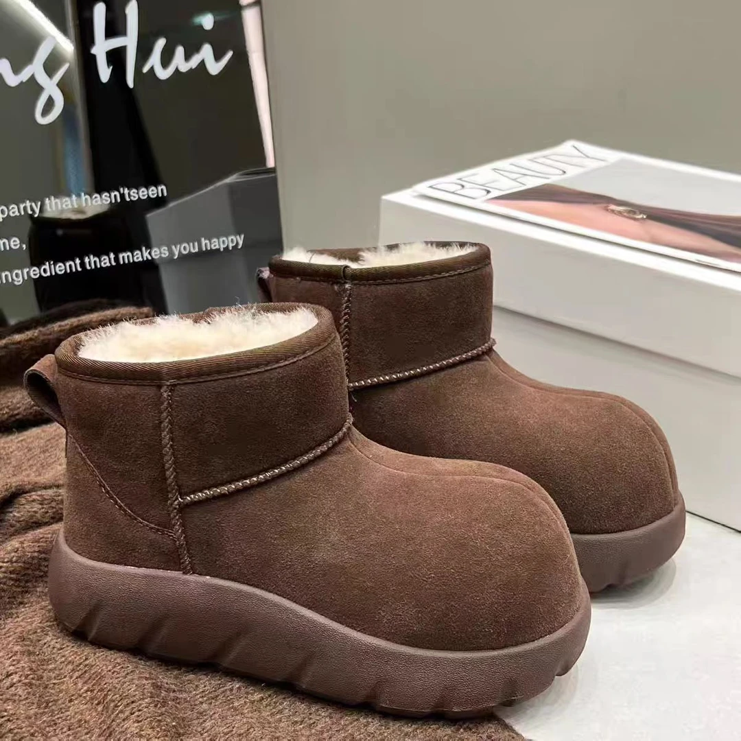 【XK】大头雪地靴女款2025冬季新款厚底加绒加厚保暖防滑雪地棉鞋