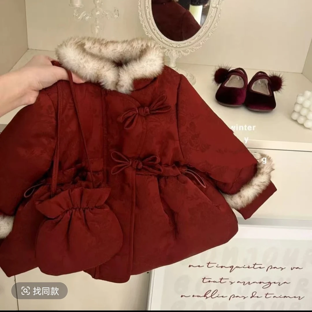 2024女童国风拜年棉服女孩加厚新中式棉衣保暖新年厚衣服外套