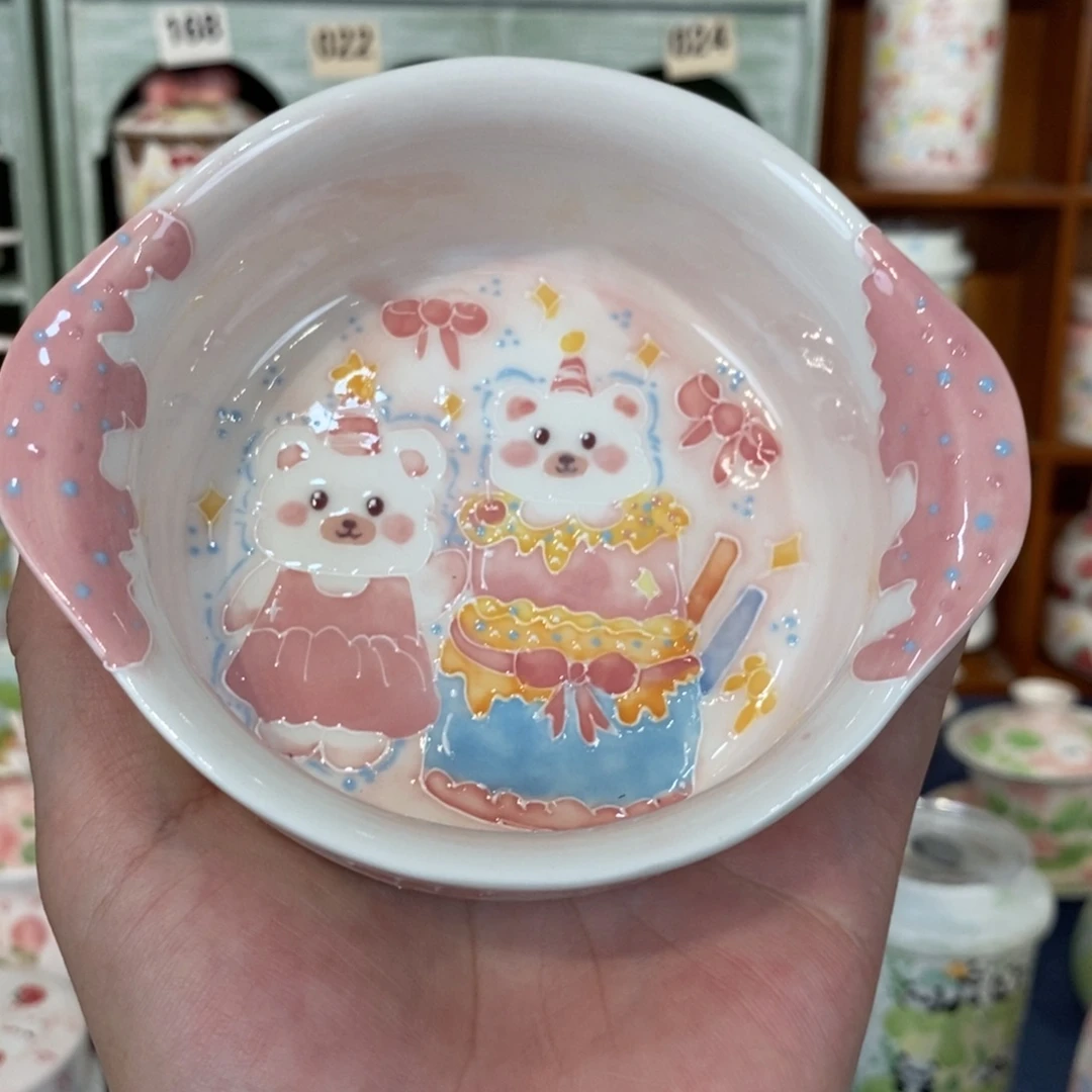 瓷片蛋糕小熊米饭碗