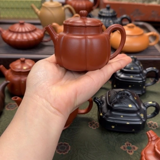 茶壶紫砂繁花朱泥