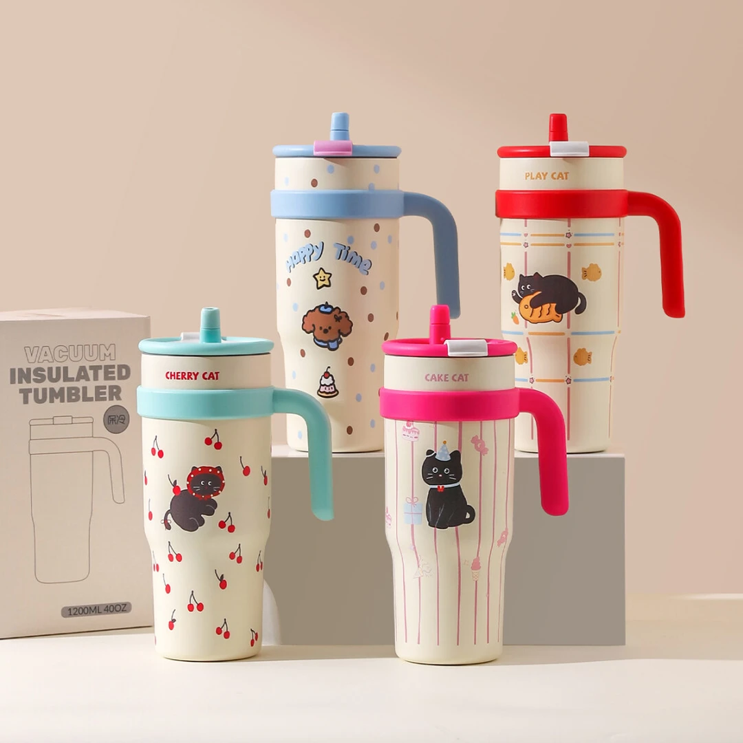 川岛屋保温杯大容量女士高颜值2025新款吸管杯子不锈钢水杯冰霸杯