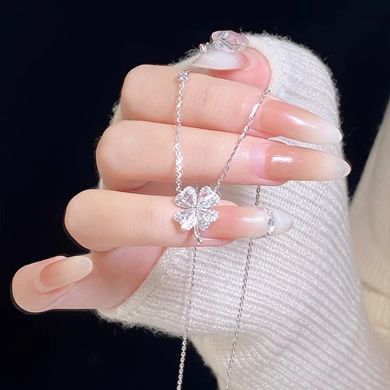 Jusong klein 钛钢项链 幸运四叶草项链女轻奢小众设计感锁骨链