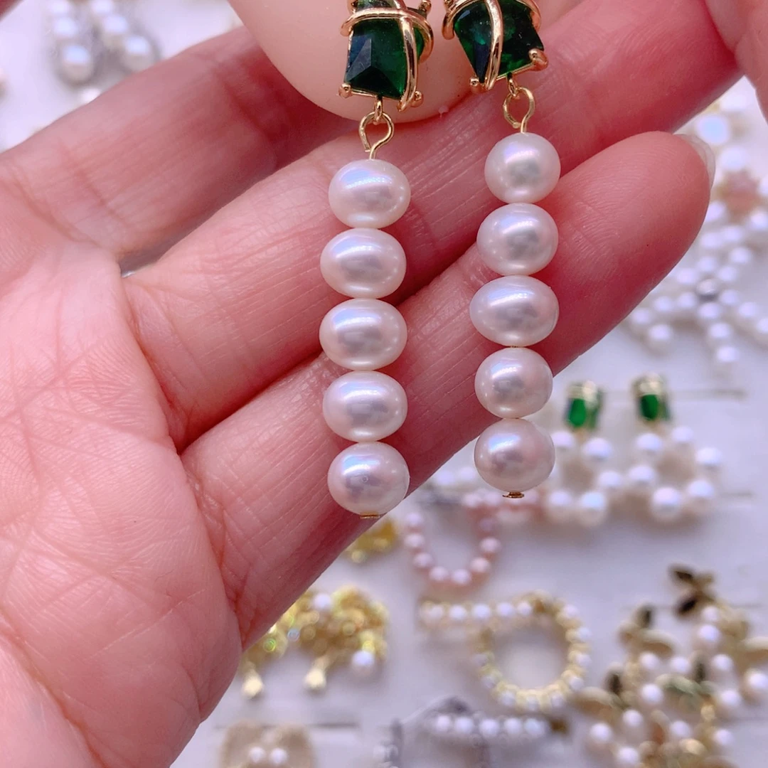 合金耳饰淡水珍珠